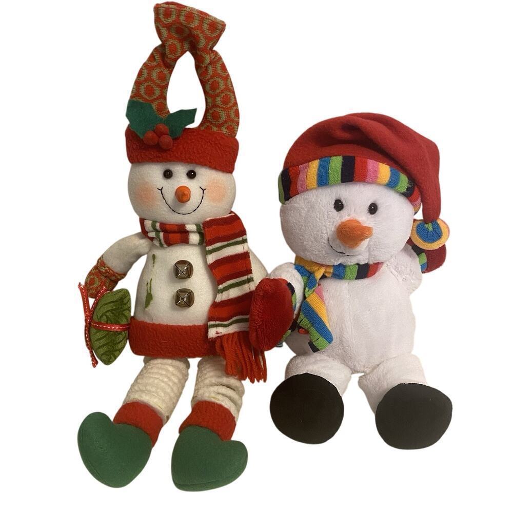 Christmas Tree Door Knob Hanger Snowman Plush Set Of 2 Holiday Home Winter Decor